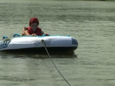 Patricia Gold is riding balloon and then fucks in a boat